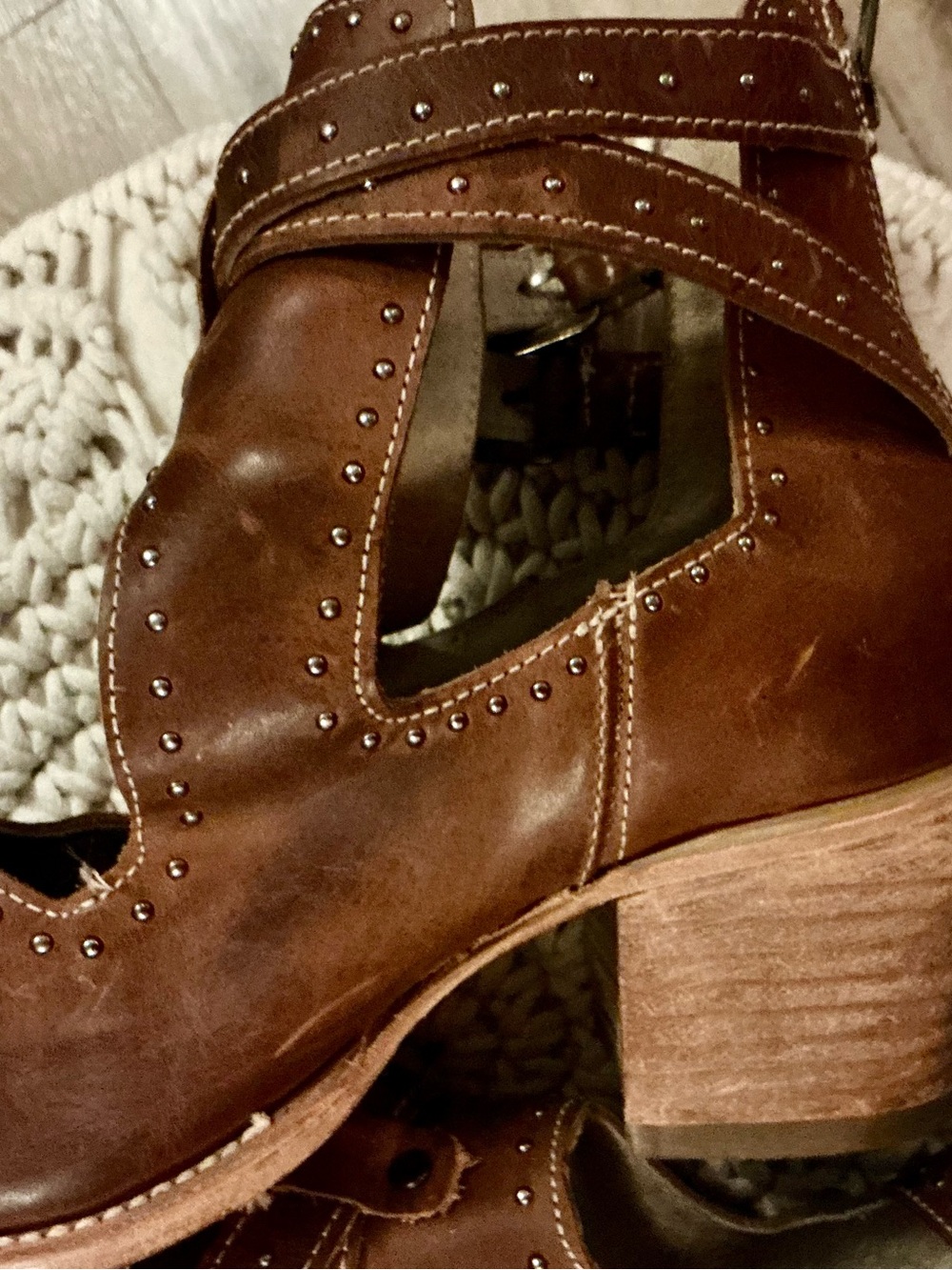 Freebird by Steven Cosmic Studded Leather Sandals Size 8 Brown | Made in Mexico - Picture 7 of 15